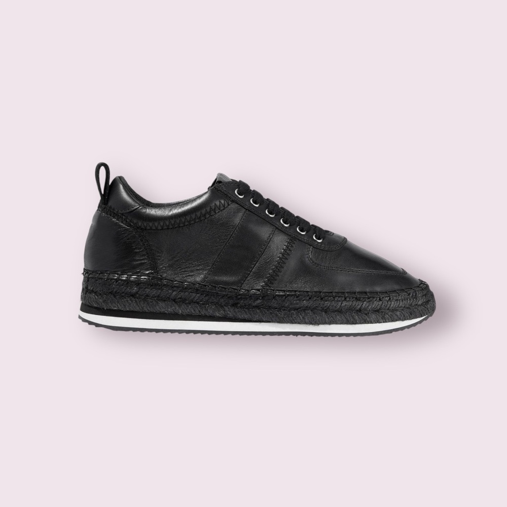 Alexander McQueen Black Leather Espadrille Sneakers Womems Size EU 40